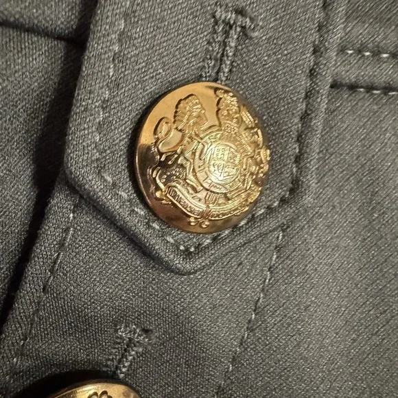 WHBM Jolie Straight Luxe Stretch Pants Size 8 Olive Green Gold Button Sailor - Picture 4 of 16